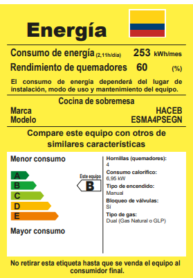 Estufa de mesa Avellana Haceb 4 puestos a Gas Natural Negro - EM AVELLANA-T-GN-NE