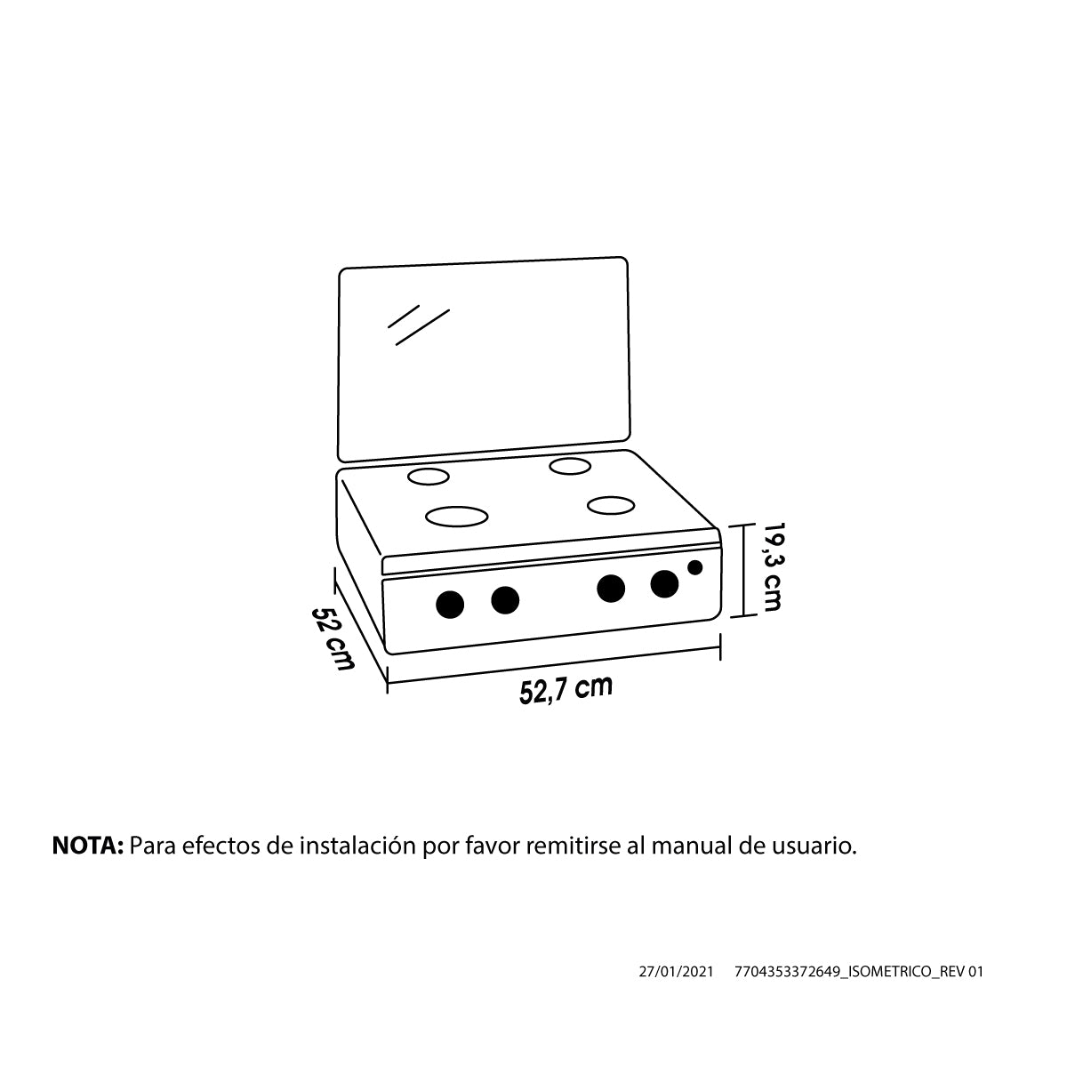 Estufa de mesa Avellana Haceb 4 puestos a Gas Natural Negro - EM AVELLANA V GN NE