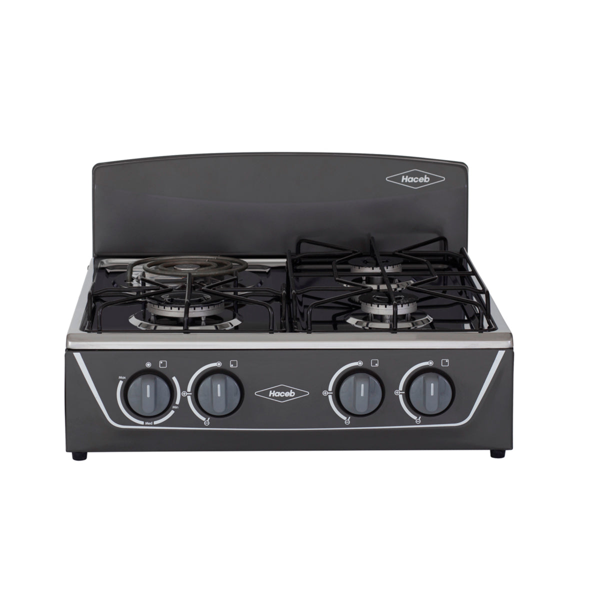 Estufa de mesa Avellana Haceb 4 puestos a Gas Propano Plata - EM AVELLANA T MIX 3X1 GP PL - Logística Haceb