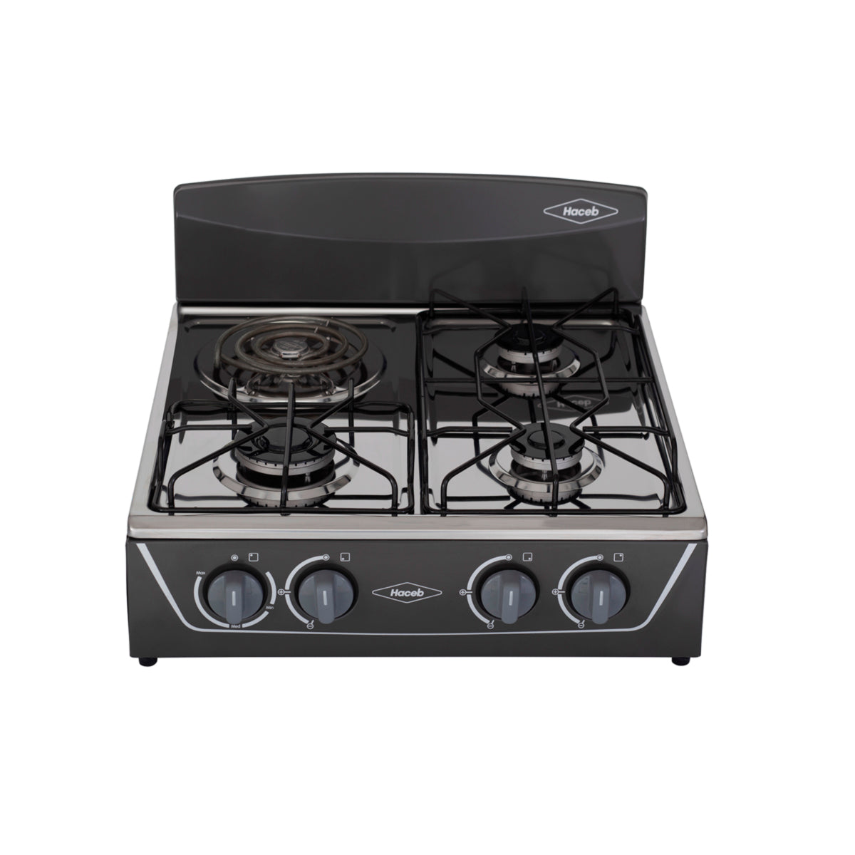 Estufa de mesa Avellana Haceb 4 puestos a Gas Propano Plata - EM AVELLANA T MIX 3X1 GP PL - Logística Haceb