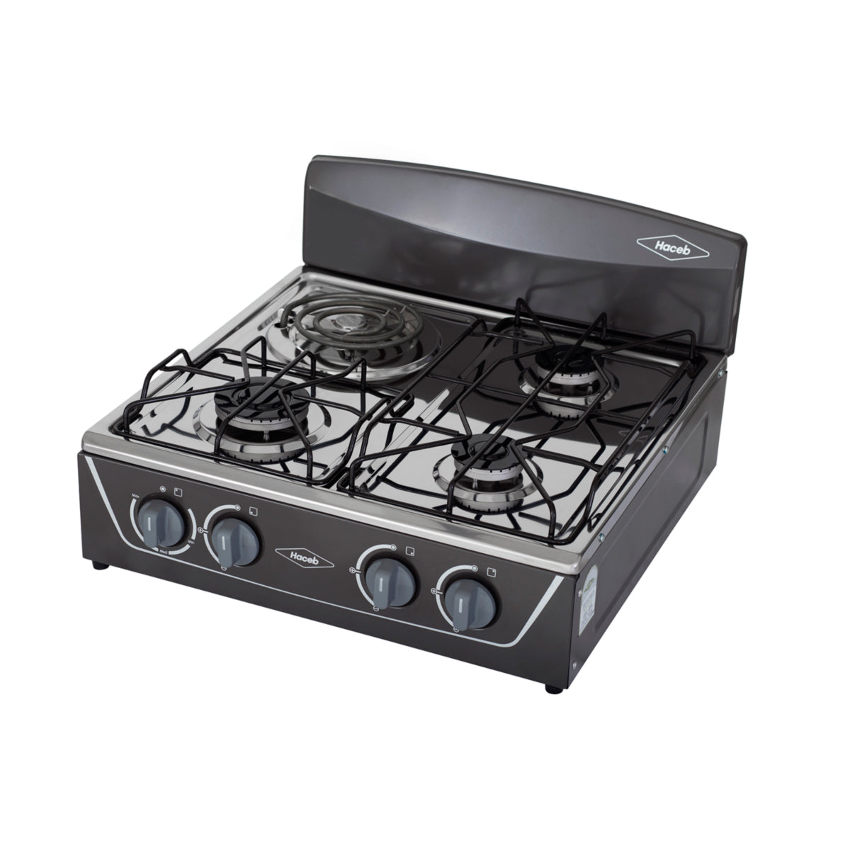 Estufa de mesa Avellana Haceb 4 puestos a Gas Propano Plata - EM AVELLANA T MIX 3X1 GP PL - Logística Haceb