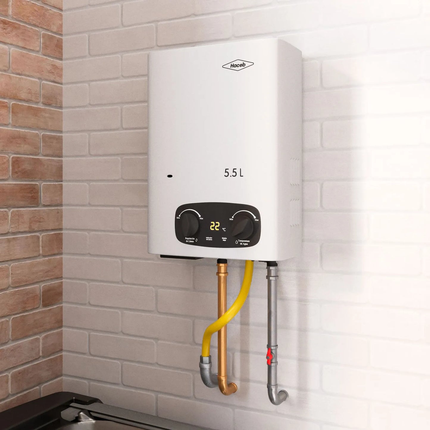 Calentador paso tiro natural 5.5 L gas natural blanco Haceb
