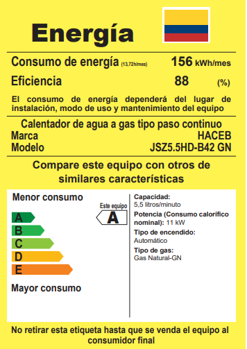 Calentador paso tiro natural 5.5 L gas natural blanco Haceb