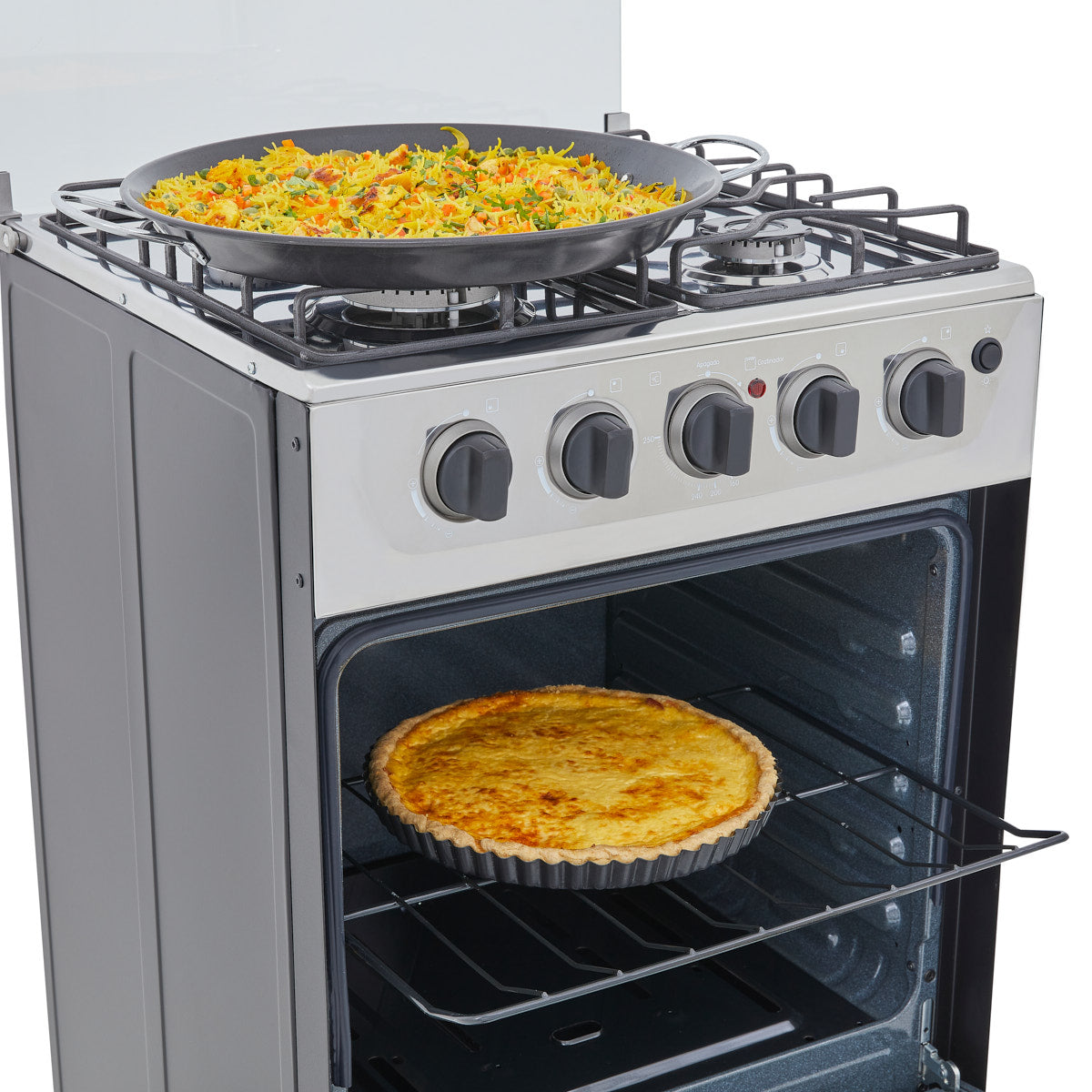 Estufa Romero Haceb de 4 puestos 50 cm a Gas Natural Inox - ESTUFA ROMERO 50-VP GN INOX - Logística Haceb