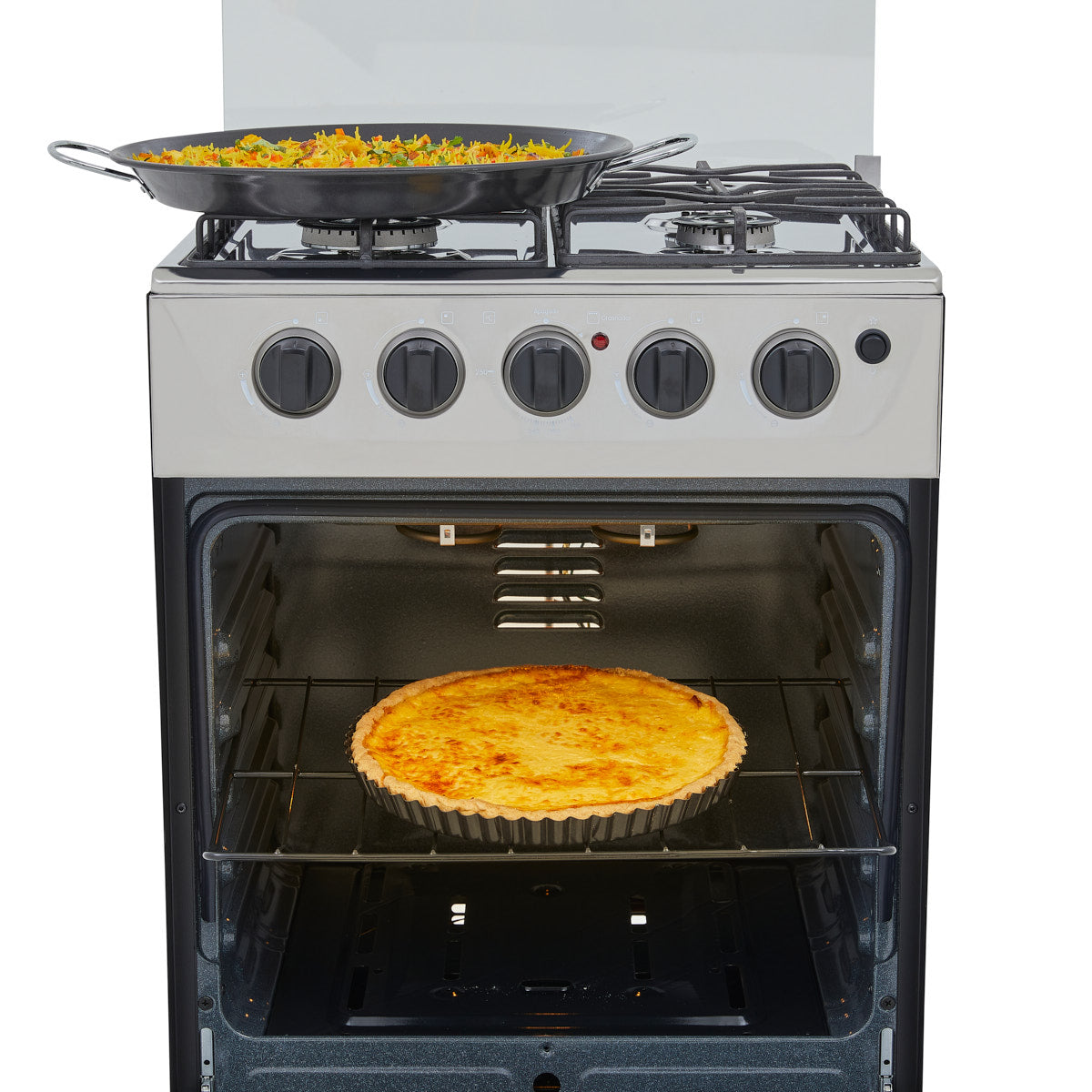 Estufa Romero Haceb de 4 puestos 50 cm a Gas Natural Inox - ESTUFA ROMERO 50-VP GN INOX - Logística Haceb