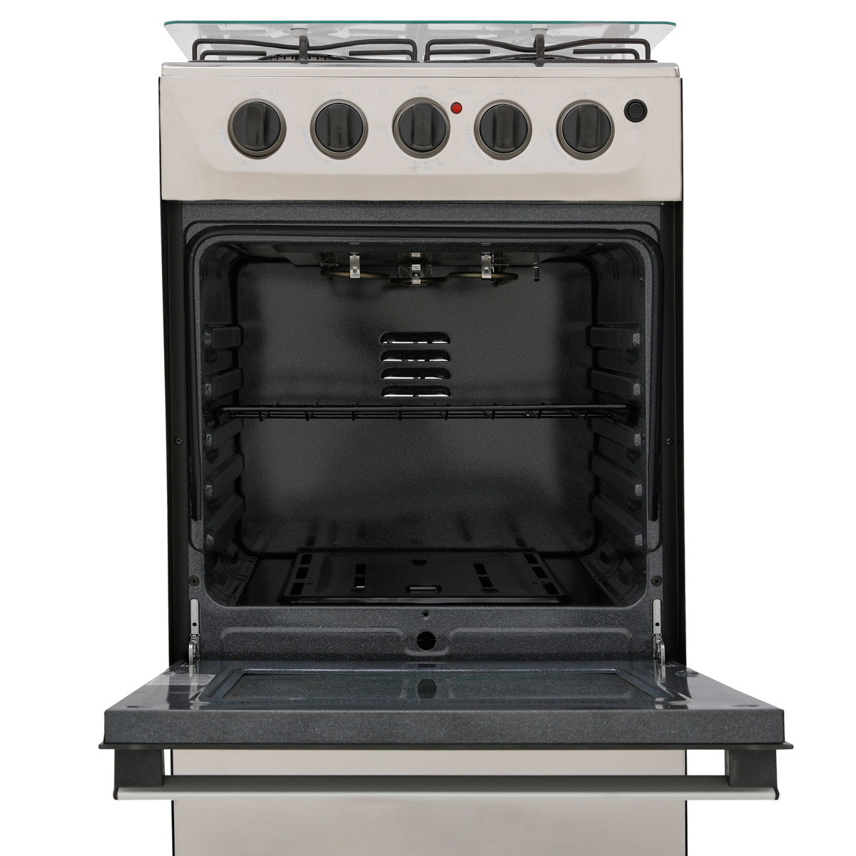 Estufa Romero Cristal de 4 puestos 50 cm a Gas Propano Inox - ESTUFA ROMERO 50-VP GP INOX - Logística Haceb