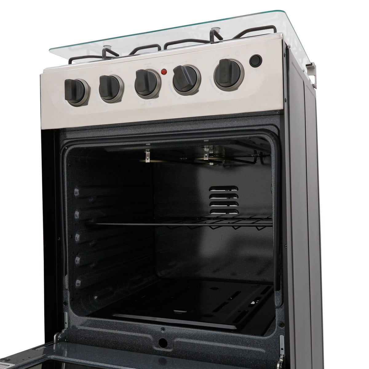 Estufa Romero Cristal de 4 puestos 50 cm a Gas Propano Inox - ESTUFA ROMERO 50-VP GP INOX - Logística Haceb