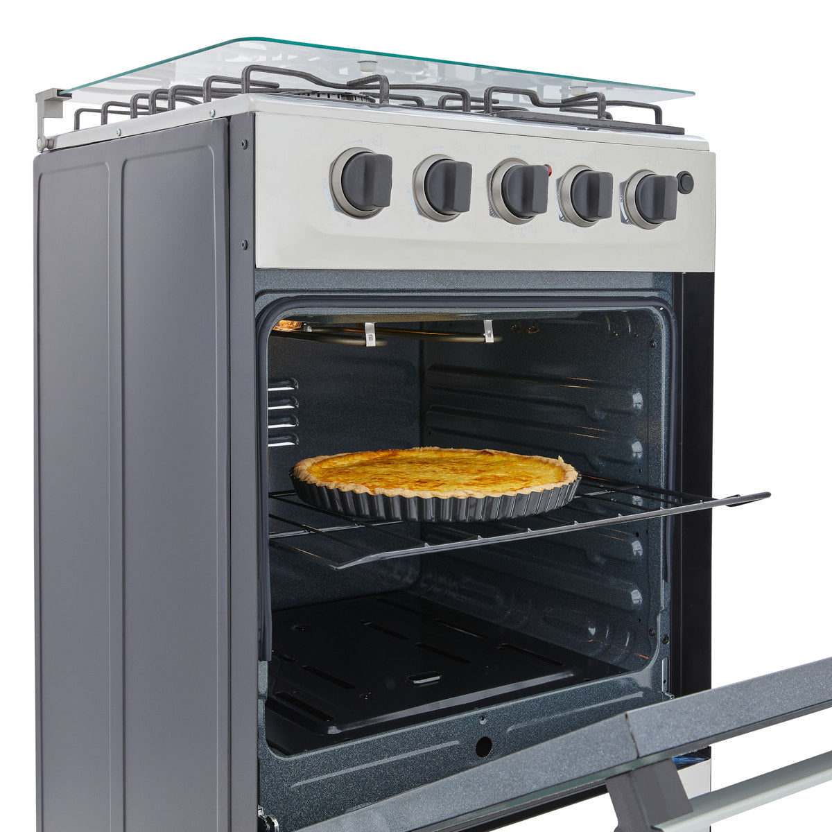 Estufa Romero Cristal de 4 puestos 50 cm a Gas Propano Inox - ESTUFA ROMERO 50-VP GP INOX - Logística Haceb