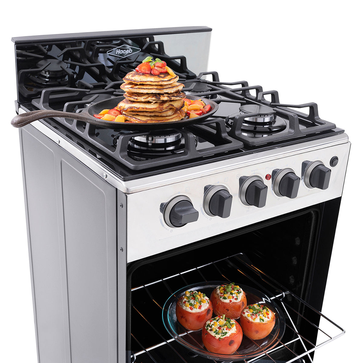 Estufa Romero Cristal de 4 puestos 50 cm a Gas Propano Inox - ESTUFA ROMERO CRISTAL 50 GP INOX - Logística Haceb