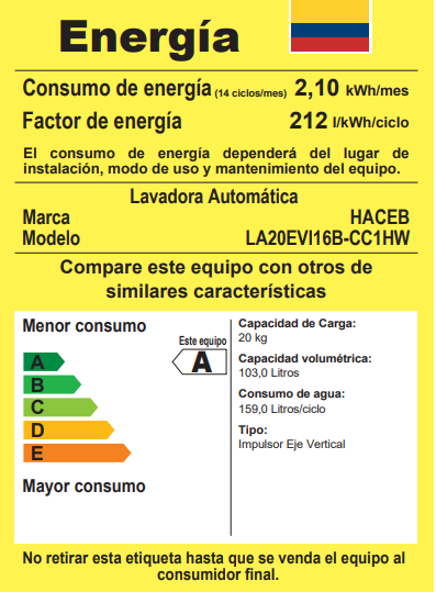 Lavadora ZOÜ 20 Kilogramos Haceb Digital LA20D-OX