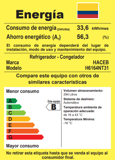Nevera Haceb No Frost 311 litros manija integrada titanio NEV311SEMI-TI