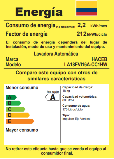 Lavadora Mizü 18 Kilogramos Haceb Manual Negra LA18MIZU-NE