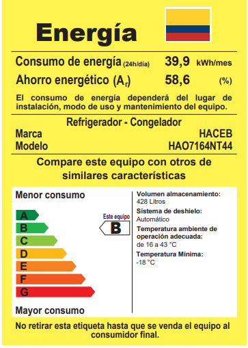 Nevera Haceb No Frost 448 litros manija externa negro esmeralda