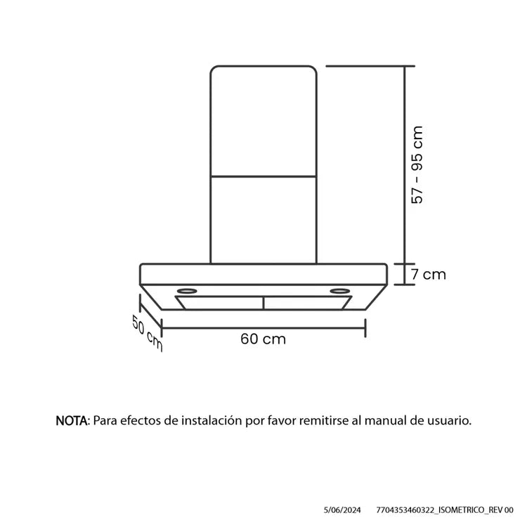 Campana Pared Haceb 60.00 cm x 95.00 cm 3 velocidades Inox Negro- Logística Haceb