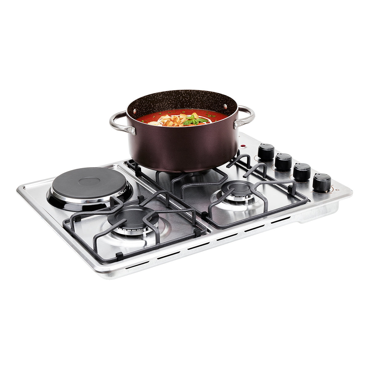 Estufa de Empotrar TO Haceb de 3 puestos 3X1 RB de 60X43 cm a Gas Propano Inox- CUB TO 60-43 INOX 3X1 RB GP 120V