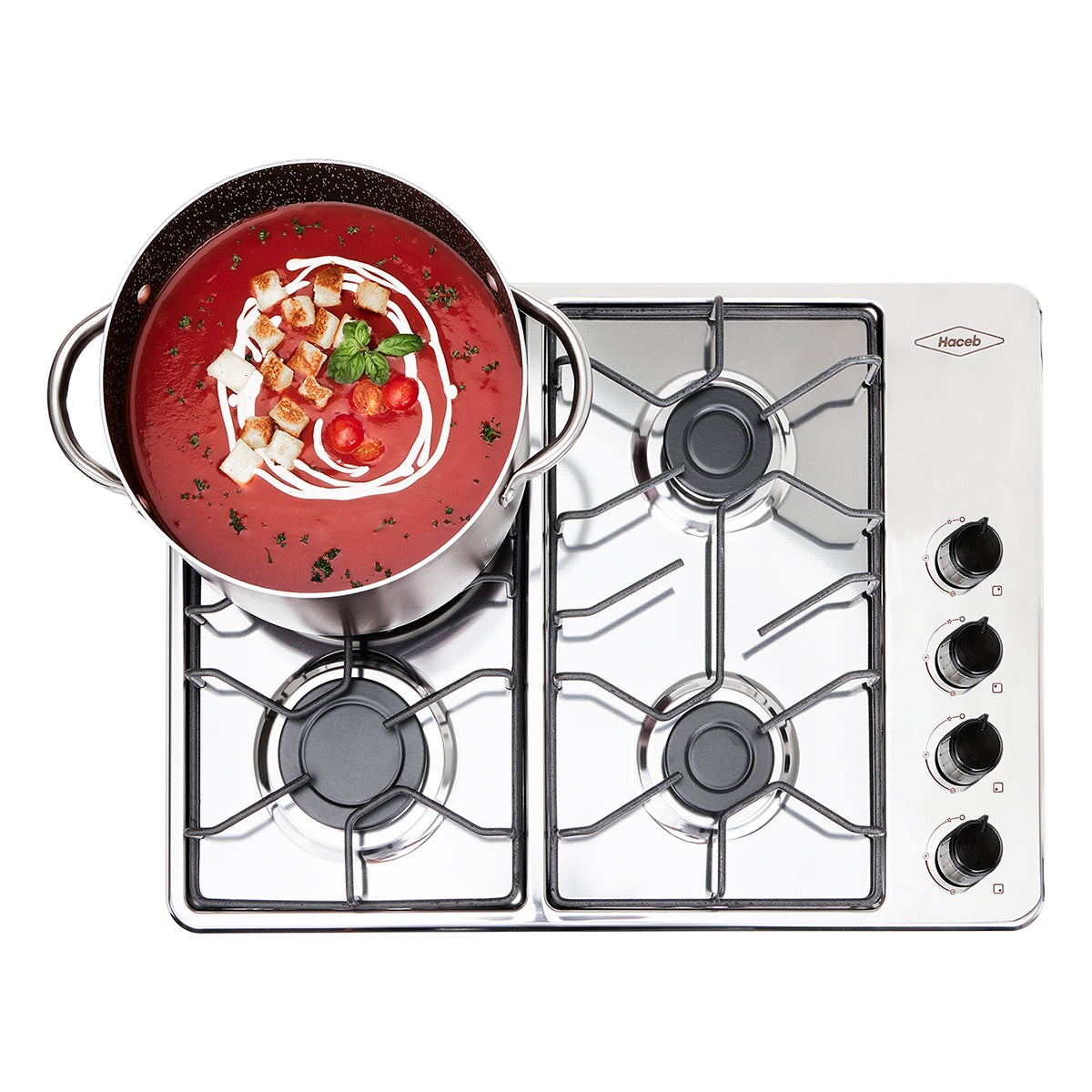 Estufa de Empotrar TO Haceb de 4 puestos de 60X43 cm a Gas Propano Inox - CUB TO 60-43 INOX AL GP