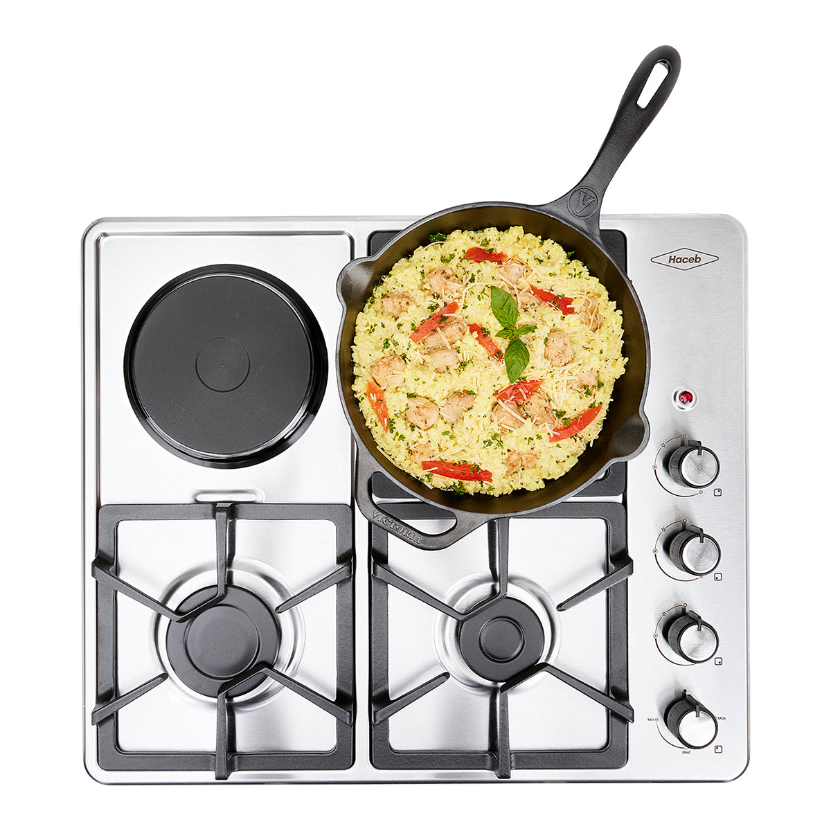 Estufa de Empotrar TA de 3 puestos 3X1 RB Haceb de 60 cm a Gas Natural 120 - CUB TA 60-51 INOX 3X1 RB GN 120V