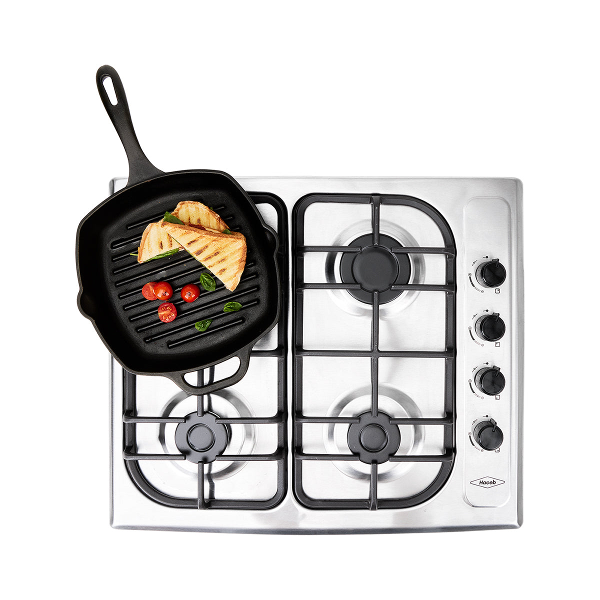 Estufa de Empotrar SE Haceb de 4 puestos de 60-51 cm a Gas Natural Inox - CUB SE 60-51 INOX HF GN