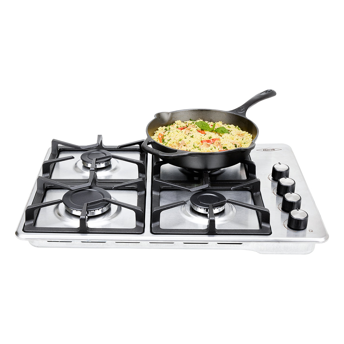 Estufa de Empotrar TO Haceb de 4 puestos HF de 60 X 43 cm en Hierro Fundido a Gas Natural Inox- CUB TA 60-43 INOX HF GN