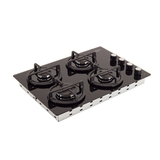 Estufa de Empotrar Cristal Haceb de 4 puestos de 60x43 cm a Gas Propano Negra - CUB TO 60-43 CRISTAL HF GP