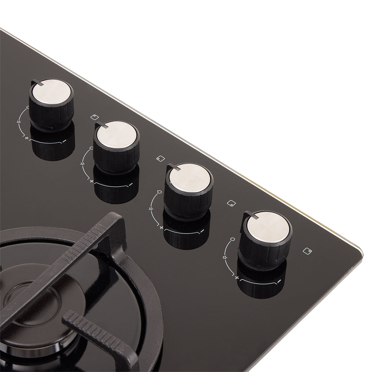 Estufa de Empotrar Cristal Haceb de 4 puestos de 60x51 cm a Gas Natural Negra - CUB TO 60-51 CRISTAL HF GN