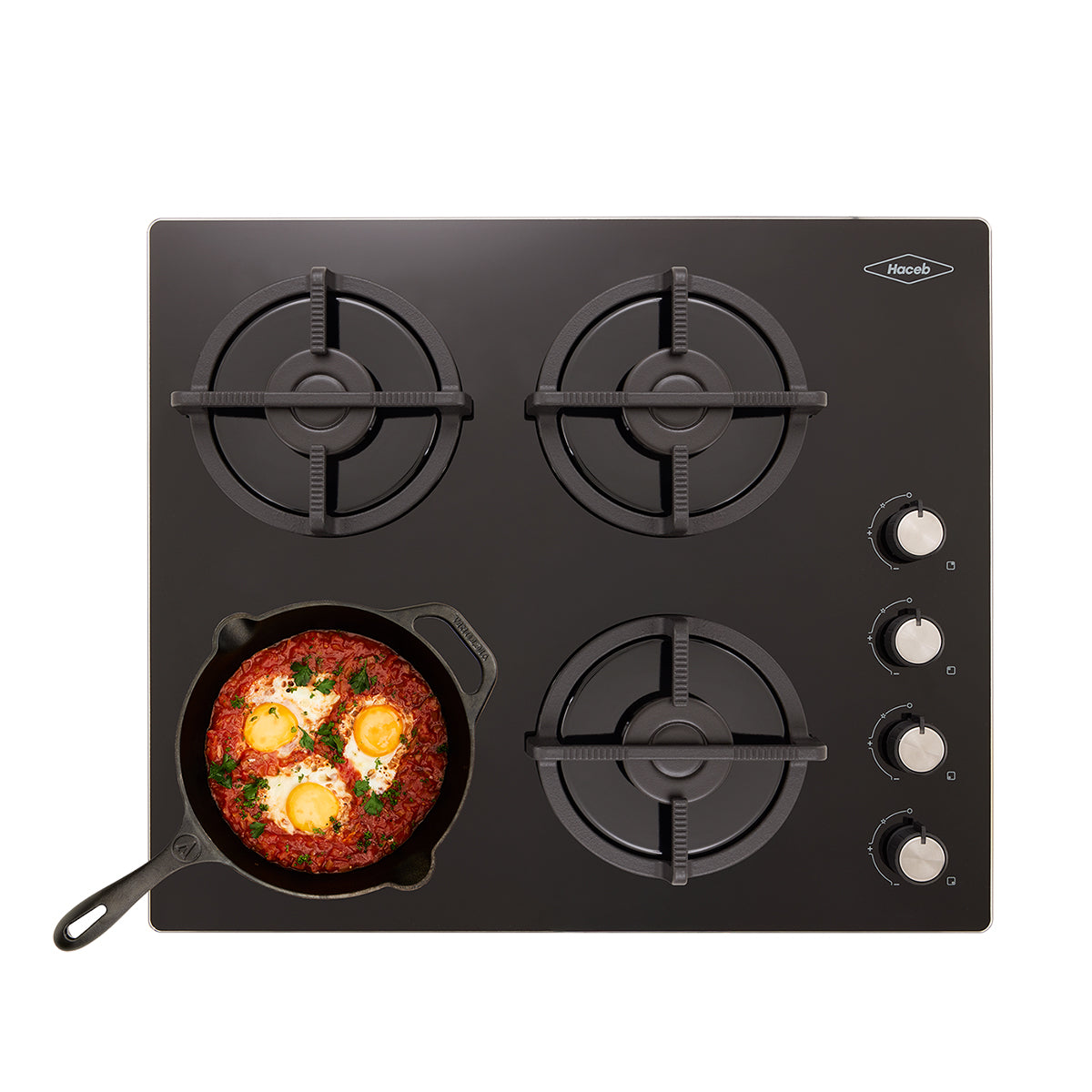 Estufa de Empotrar Cristal Haceb de 4 puestos de 60x51 cm a Gas Natural Negra - CUB TO 60-51 CRISTAL HF GN