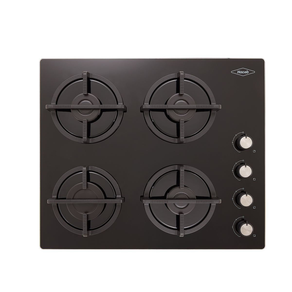 Estufa de Empotrar Cristal Haceb de 4 puestos de 60x51 cm a Gas Propano Negra - CUB TO 60-51 CRISTAL HF GP - Logística Haceb