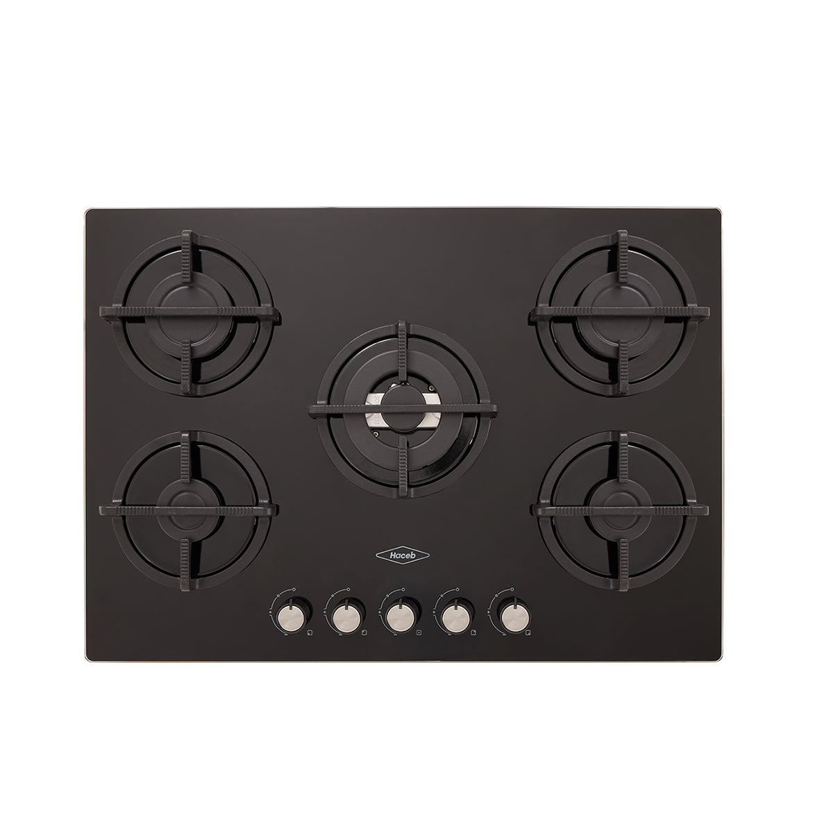 Estufa de Empotrar Cristal Haceb de 5 puestos con fogón triple corona de 76cm a Gas Propano Plata - CUB TO PLATA 76 CRISTAL HF 3C GP - Logística Haceb