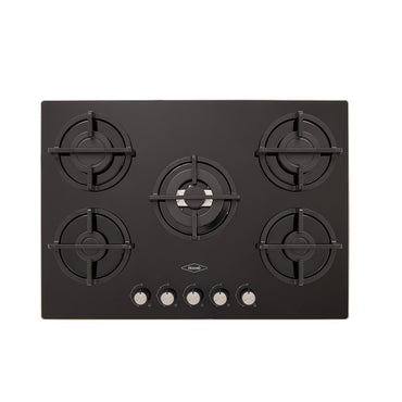 Estufa de Empotrar Cristal Haceb de 5 puestos con fogón triple corona de 76cm a Gas Propano Plata - CUB TO PLATA 76 CRISTAL HF 3C GP - Logística Haceb