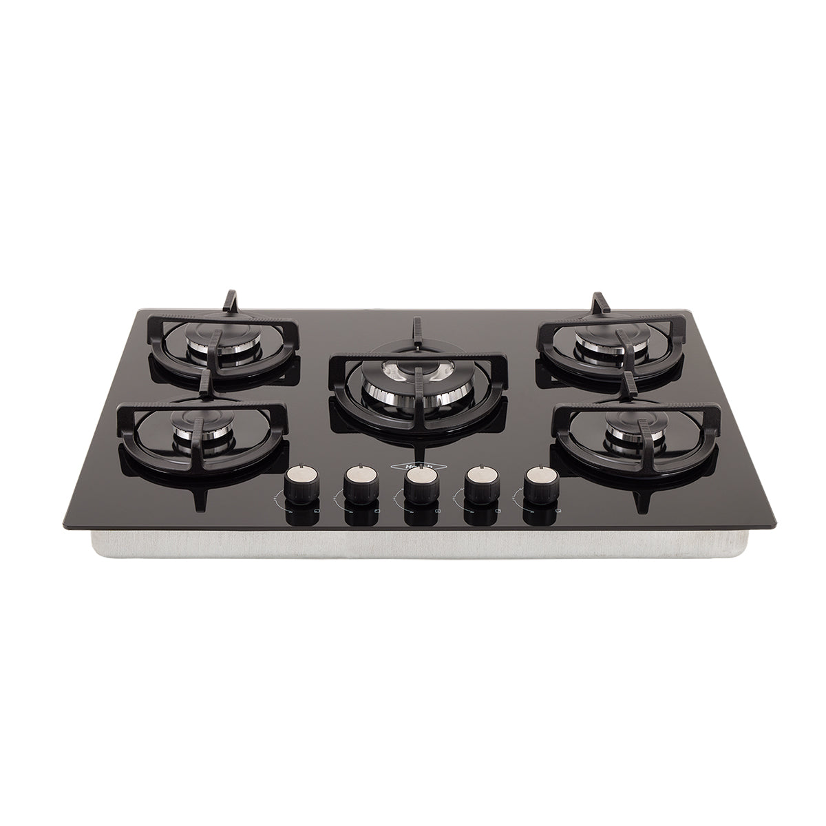 Estufa de Empotrar Cristal Haceb de 5 puestos con fogón triple corona de 76cm a Gas Propano Plata - CUB TO PLATA 76 CRISTAL HF 3C GP - Logística Haceb