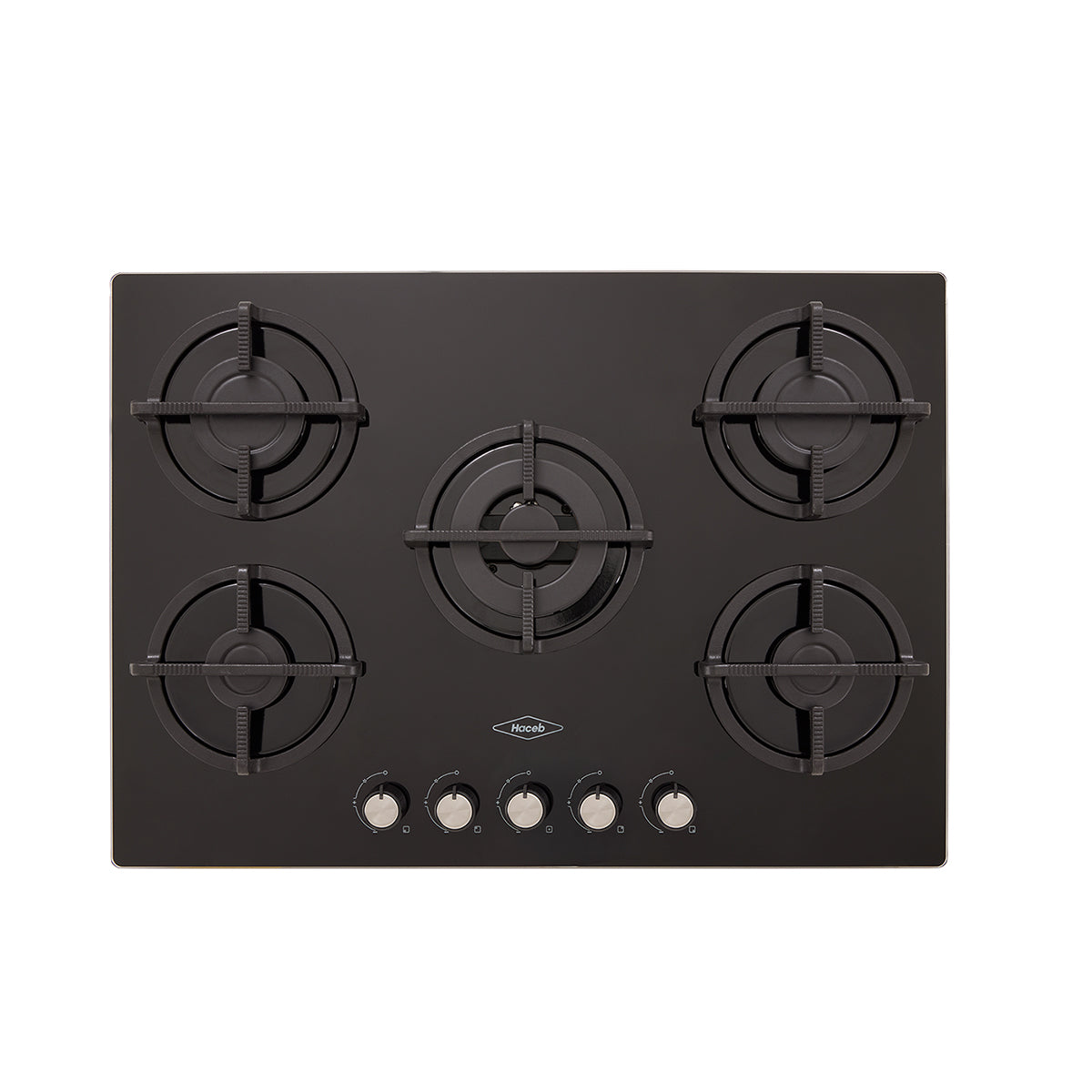 Estufa de Empotrar Cristal Haceb de 5 puestos con fogón triple corona color negro de 76cm a Gas Natural Negro - CUB TO NEGRO 76 CRISTAL HF 3C GN - Logística Haceb