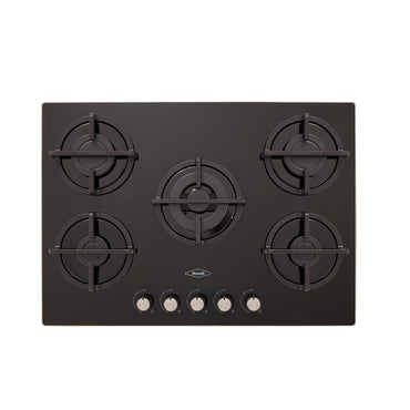 Estufa de Empotrar Cristal Haceb de 5 puestos con fogón triple corona color negro de 76cm a Gas Natural Negro - CUB TO NEGRO 76 CRISTAL HF 3C GN - Logística Haceb