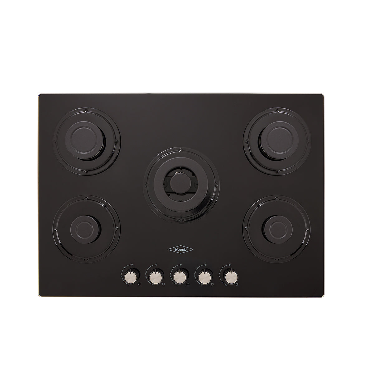 Estufa de Empotrar Cristal Haceb de 5 puestos con fogón triple corona color negro de 76cm a Gas Natural Negro - CUB TO NEGRO 76 CRISTAL HF 3C GN - Logística Haceb