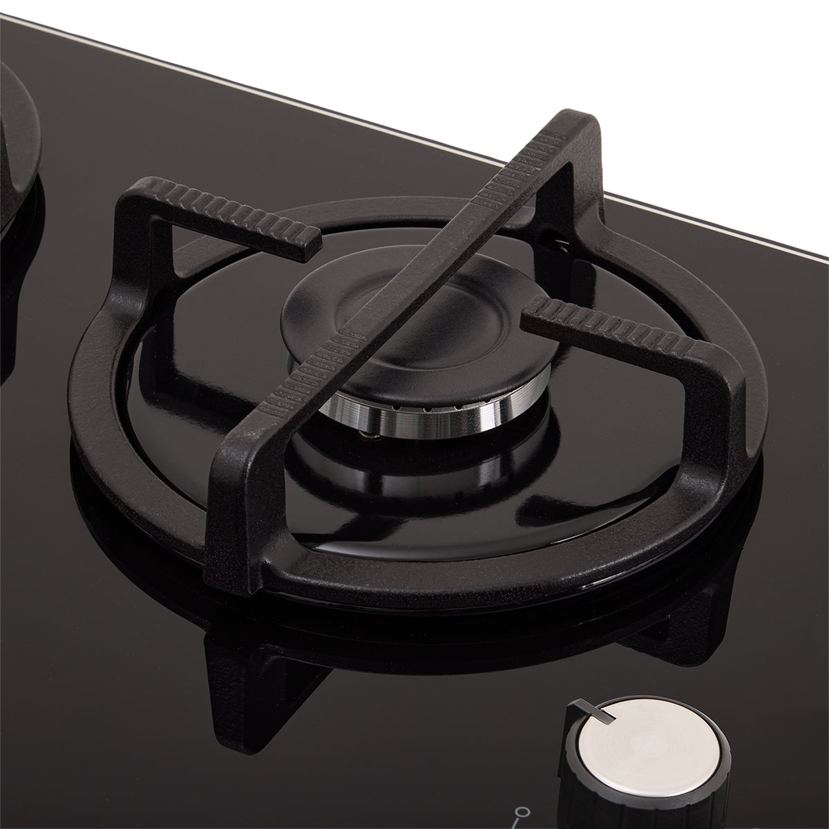 Estufa de Empotrar Cristal Haceb de 5 puestos con fogón triple corona color negro de 76cm a Gas Natural Negro - CUB TO NEGRO 76 CRISTAL HF 3C GN - Logística Haceb