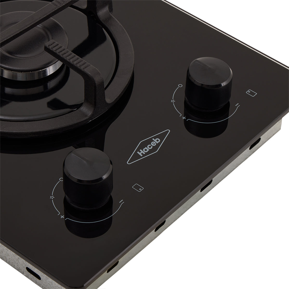 Estufa de Empotrar Cristal Haceb de 2 puestos de 30cm a Gas Propano Negra - CUB TO 30 CRISTAL HF GP - Logística Haceb