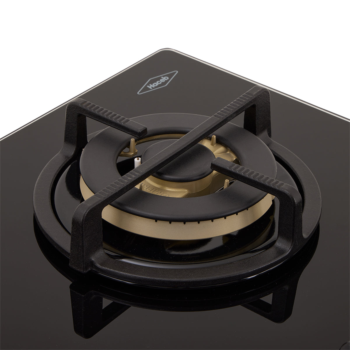 Estufa de Empotrar Cristal Haceb con fogón triple corona color oro mate de 3 puestos - 60x43 cm a Gas Natural Negra - CUB TO ORO 3C 60-43 CRISTAL HF 3Q GN - Logística Haceb