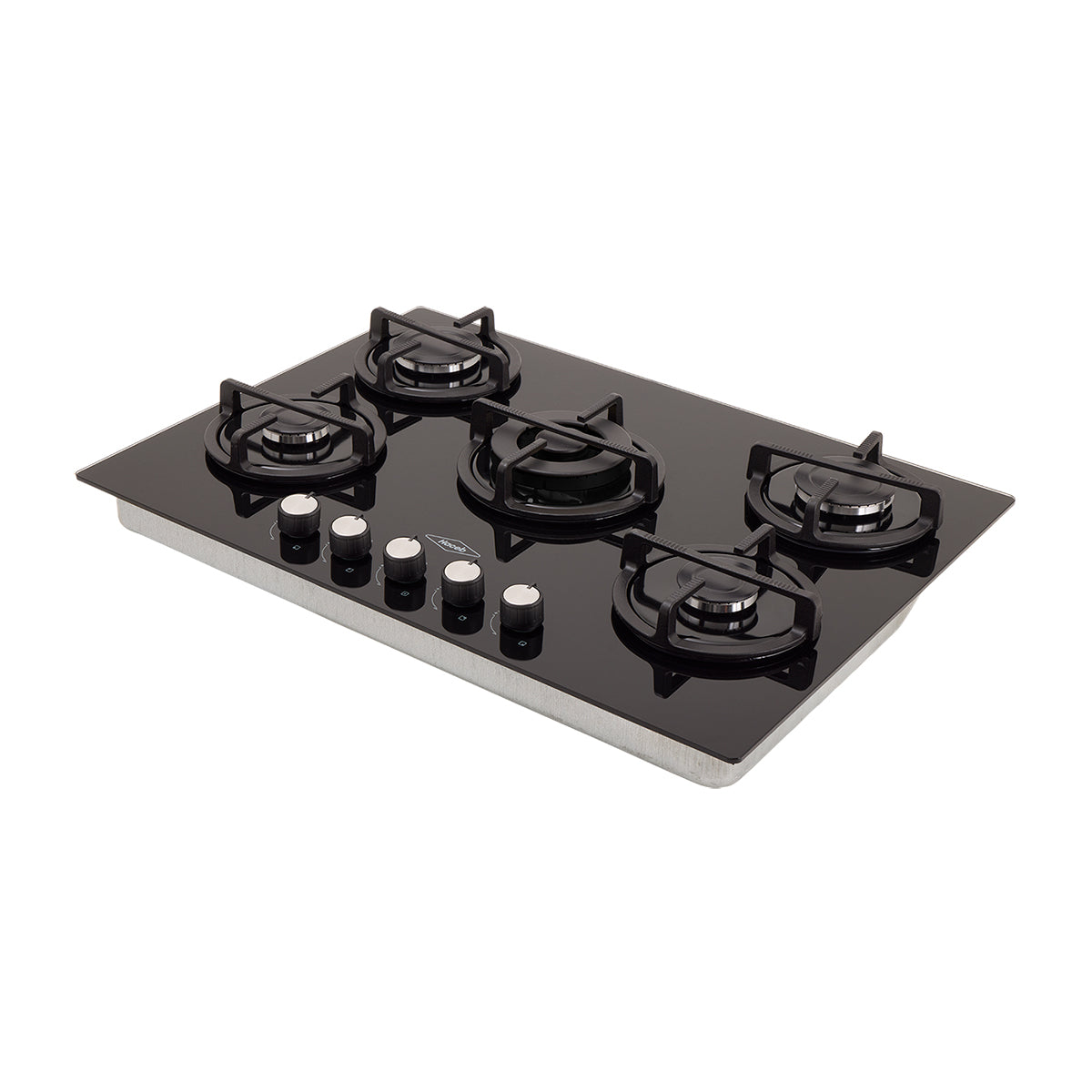 Estufa de Empotrar Cristal Haceb de 5 puestos con fogón triple corona color negro de 76cm a Gas Natural Negro - CUB TO NEGRO 76 CRISTAL HF 3C GN - Logística Haceb