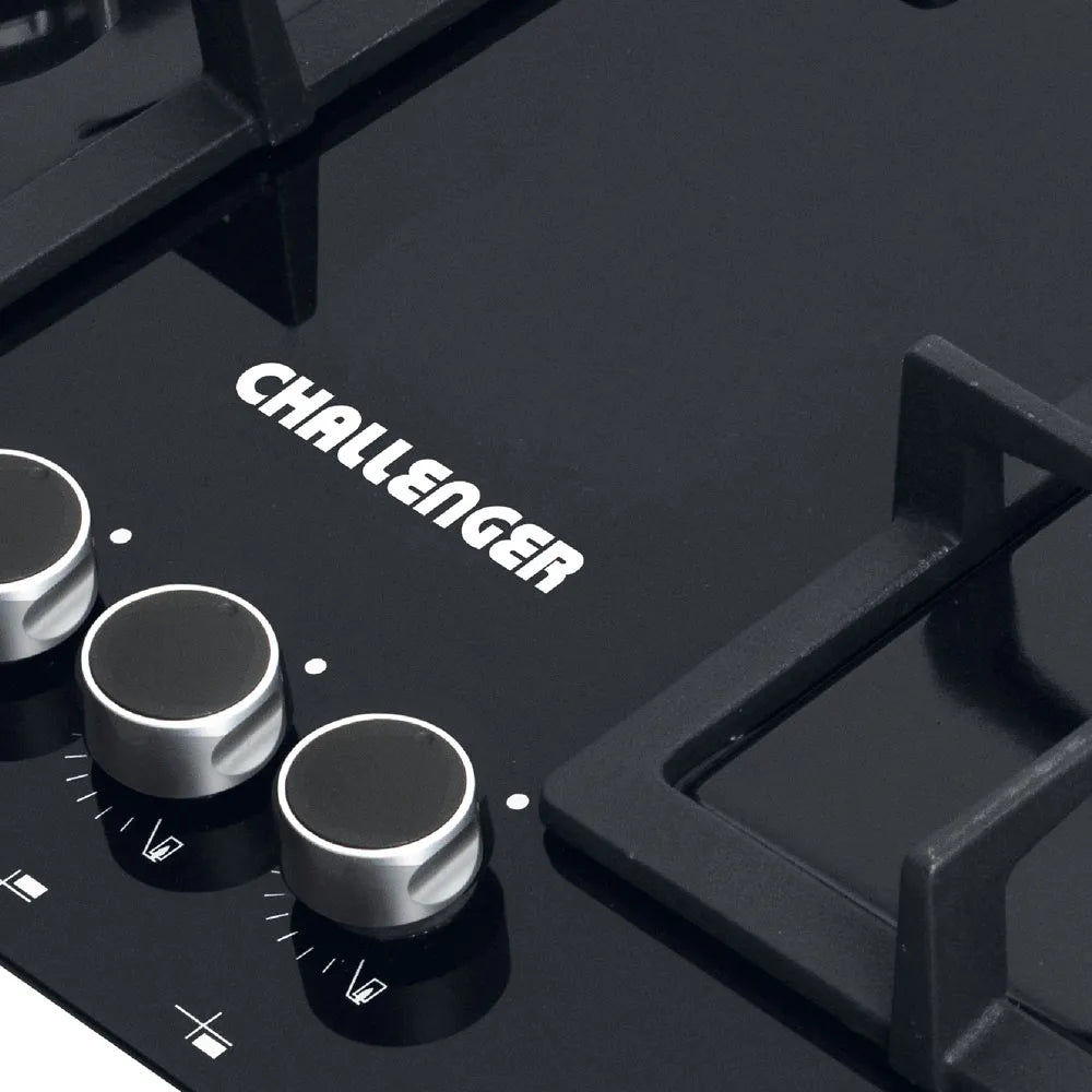 Cubierta Challenger Empotrar 60 Cm Vidrio Negro SQ-6762-EI