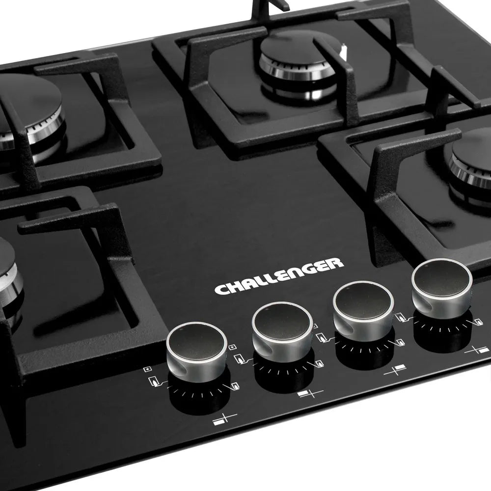 Cubierta Challenger Empotrar 60 Cm Vidrio Negro SQ-6762-EI