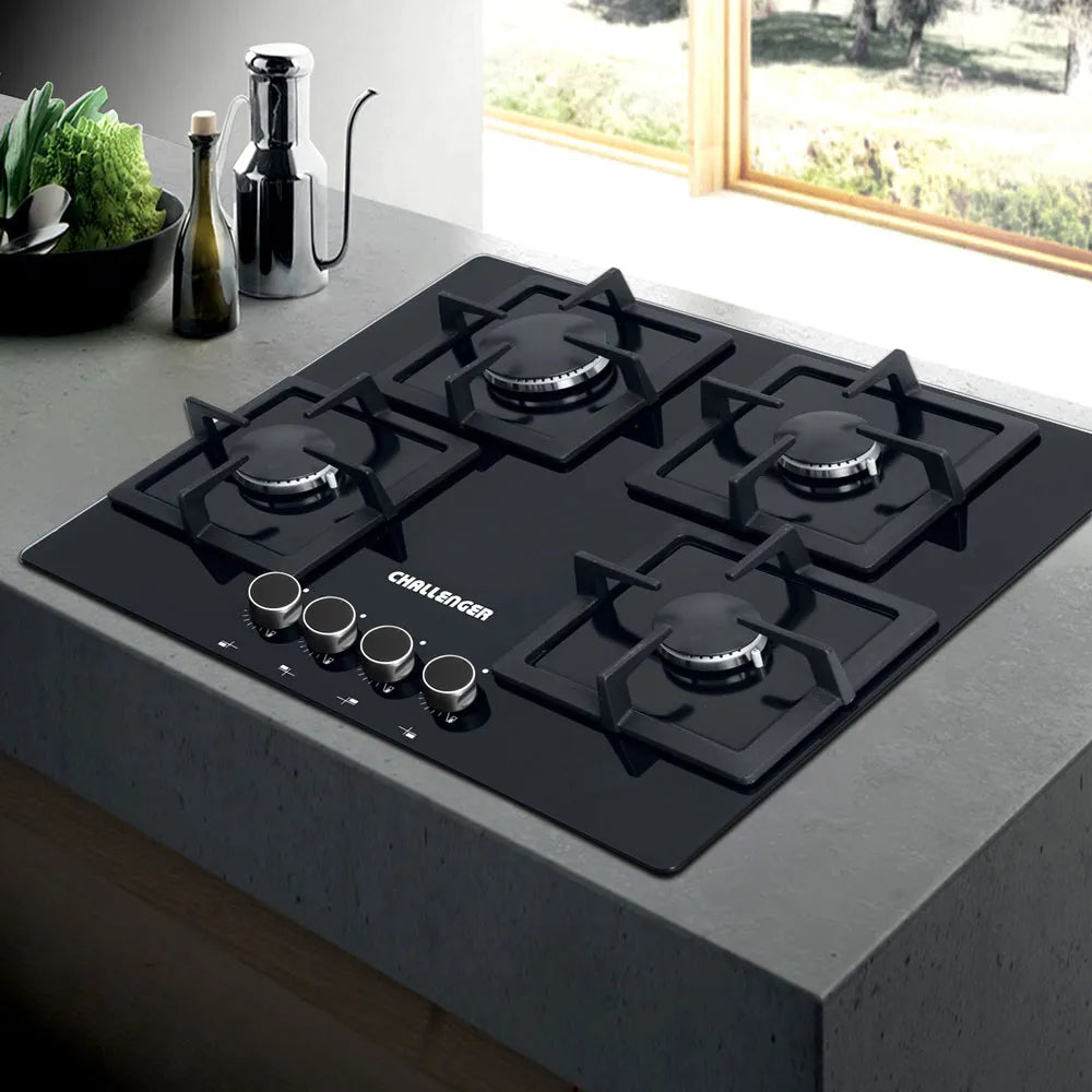 Cubierta Challenger Empotrar 60 Cm Vidrio Negro SQ-6762-EI