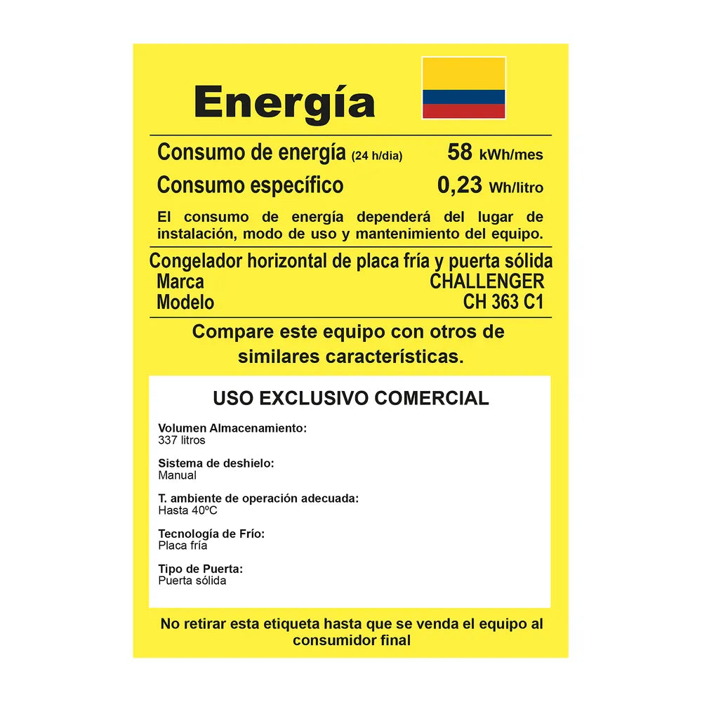Congelador Challenger 387 LTS Blanco CH-363