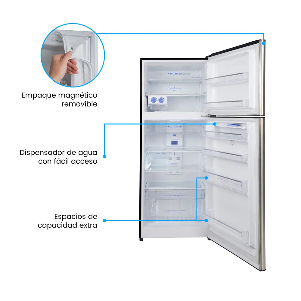 Nevera No Frost Challenger en Acero Inoxidable con Panel Digital 470 Litros Brutos - CR470
