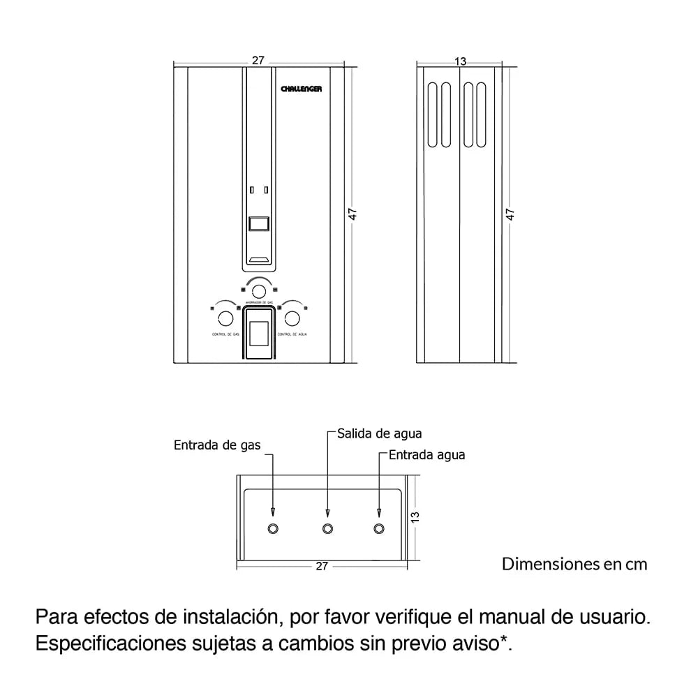Calentador de paso a gas Challenger 6 Lts Tiro Forzado - WHF7062-NE