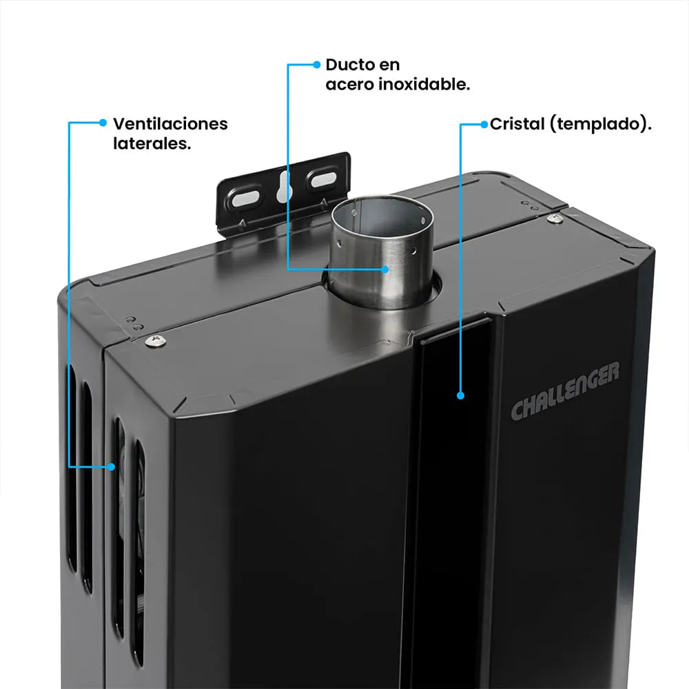 Calentador de paso a gas Challenger 6 Lts Tiro Forzado - WHF7062-NE