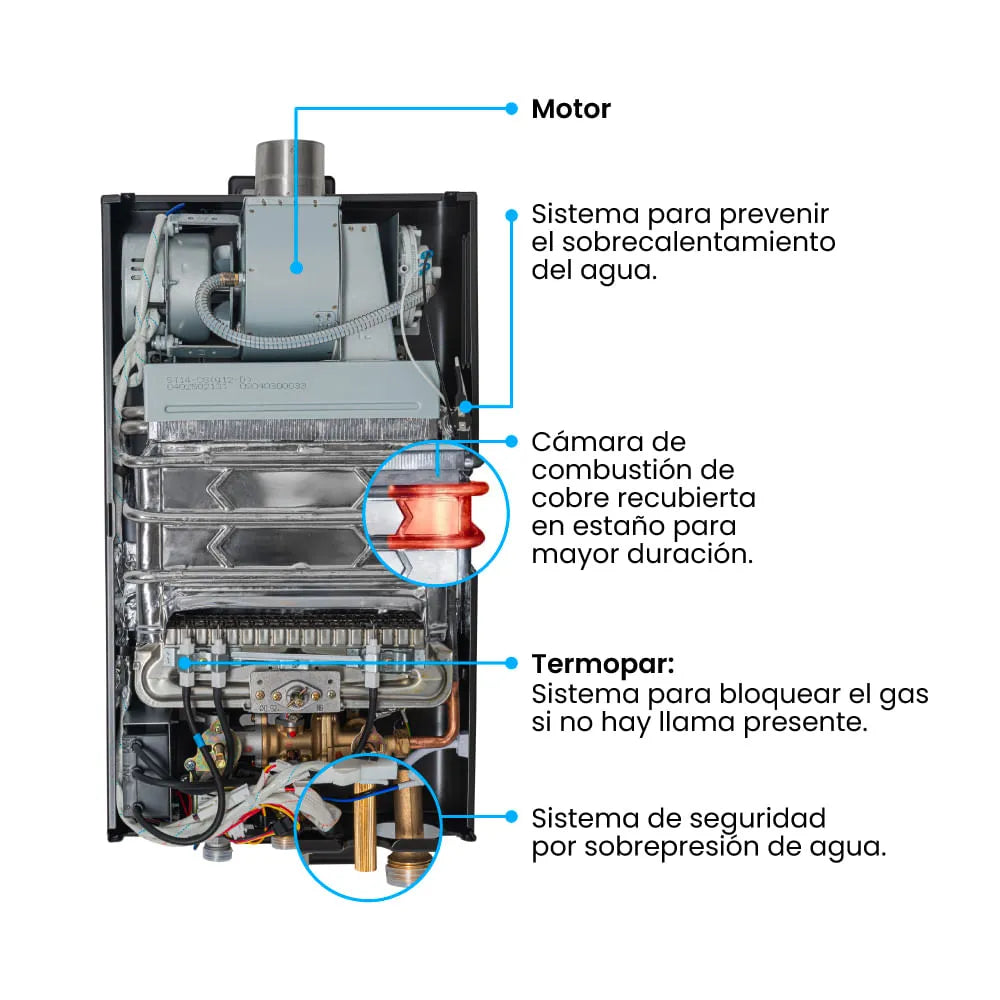 Calentador de paso a gas Challenger 6 Lts Tiro Forzado - WHF7062-NE