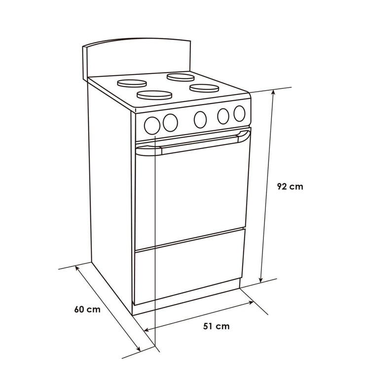 Estufa Abba 51Cms 4Pts Con Horno Negra - AT101-5-N