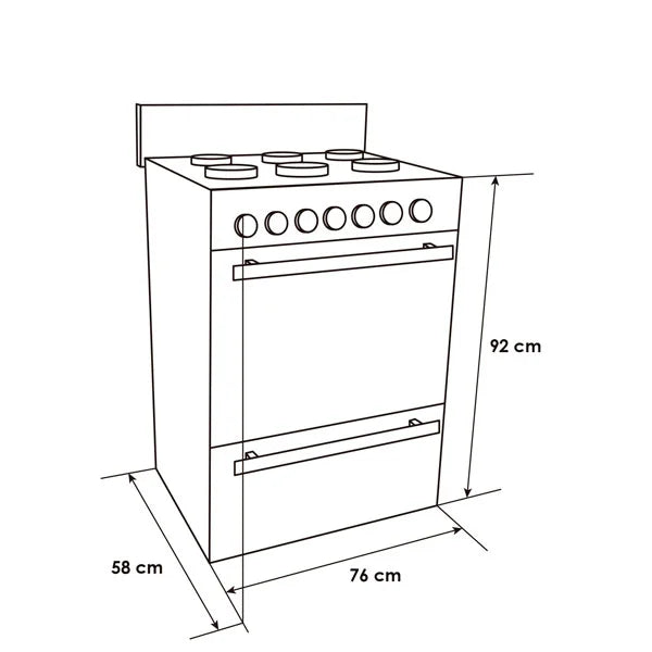 Estufa Abba 6Pts Con Horno a Gas RG803-3-EN-VIDRIO