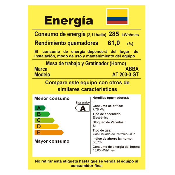 ESTUFA ABBA  CON HORNO A GAS DE 4 PUESTOS AT-203-3