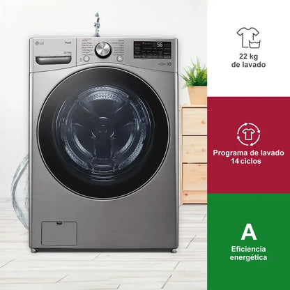 LAVADORA-SECADORA LG 22KG TIPO ACERO INOX                         WD22VV2S6BR.ASSECOL