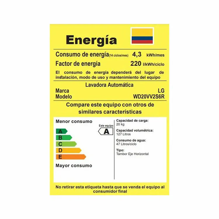 LAVADORA SECADORA LG 20KG VICTOR 2R AI                          WD20VV2S6R.ASSECOL